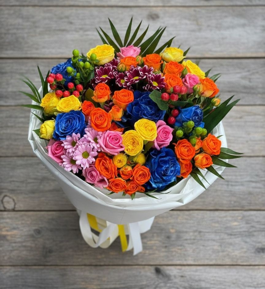 Букет цветов из: Розы и Хризантемы в Теткино