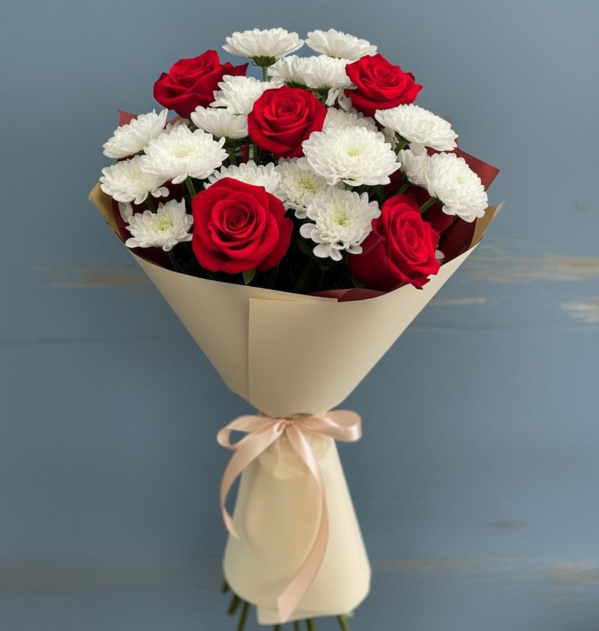 Букет цветов из: Розы и Хризантемы в Теткино