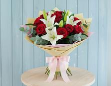 Букет цветов из:  Лилии и Розы #REPLACE_PRED# Теткино