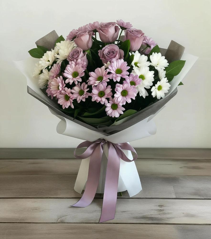 Букет цветов из: Хризантемы и Розы в Теткино