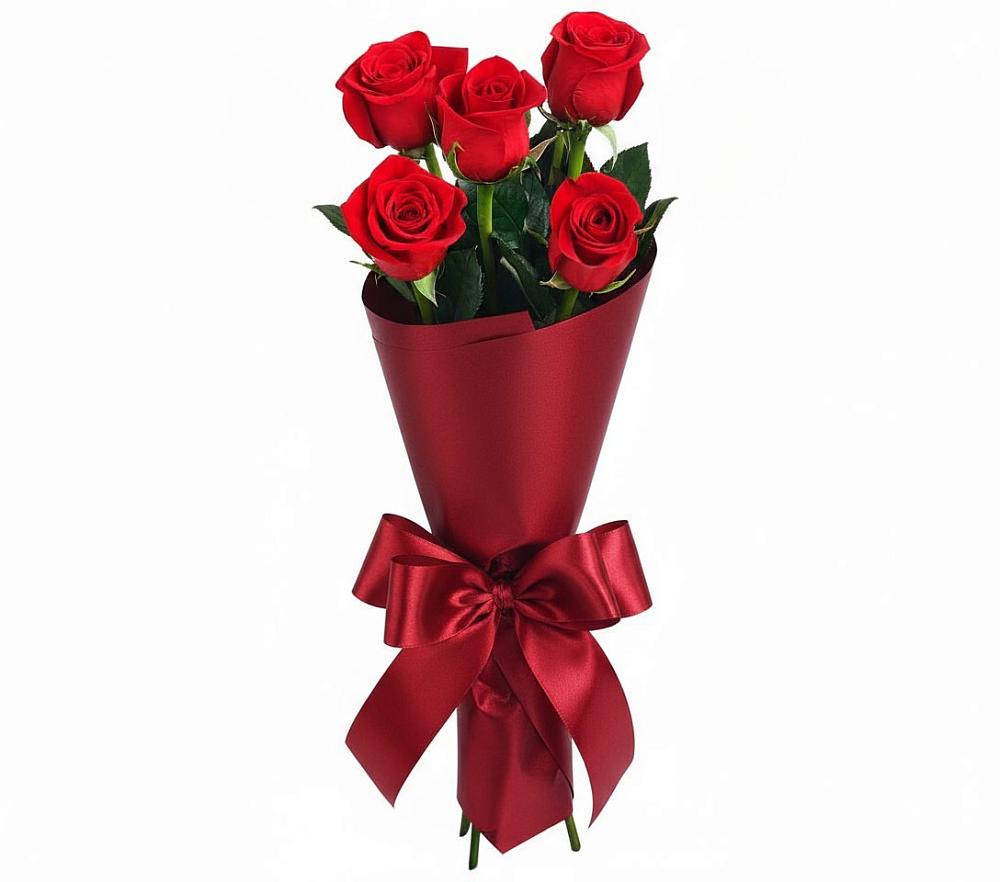 Букет 5 Красных роз Эдлесс Лав в Теткино