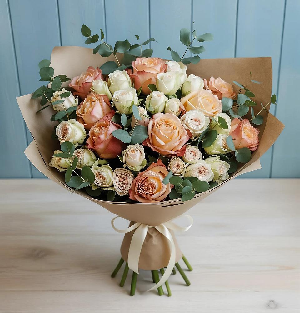 Букет цветов из: Альстромерии и Розы в Теткино