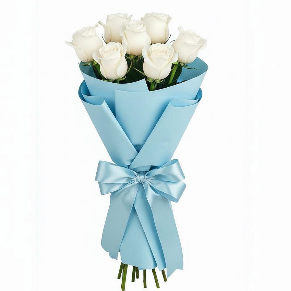 Букет 7 белых роз Проуд в Теткино