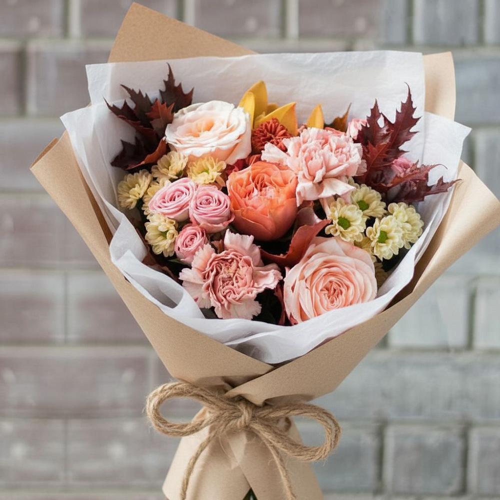 Букет цветов из: Гвоздики, Хризантемы и Розы в Теткино