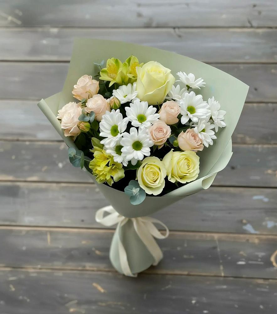Букет цветов из: Альстромерии, Розы и Хризантемы в Теткино
