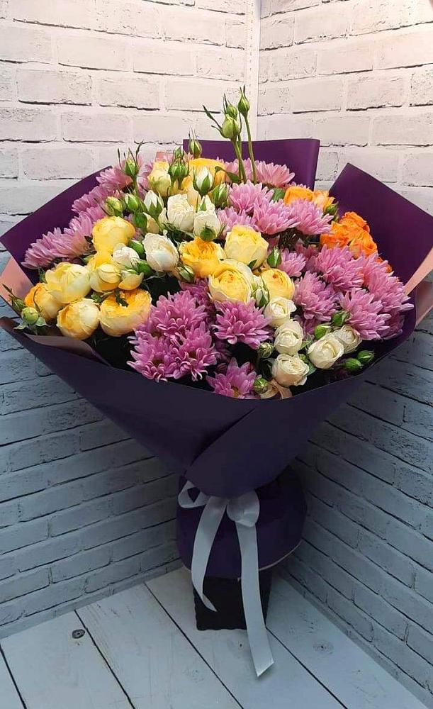 Букет цветов из: Хризантемы и Розы в Теткино