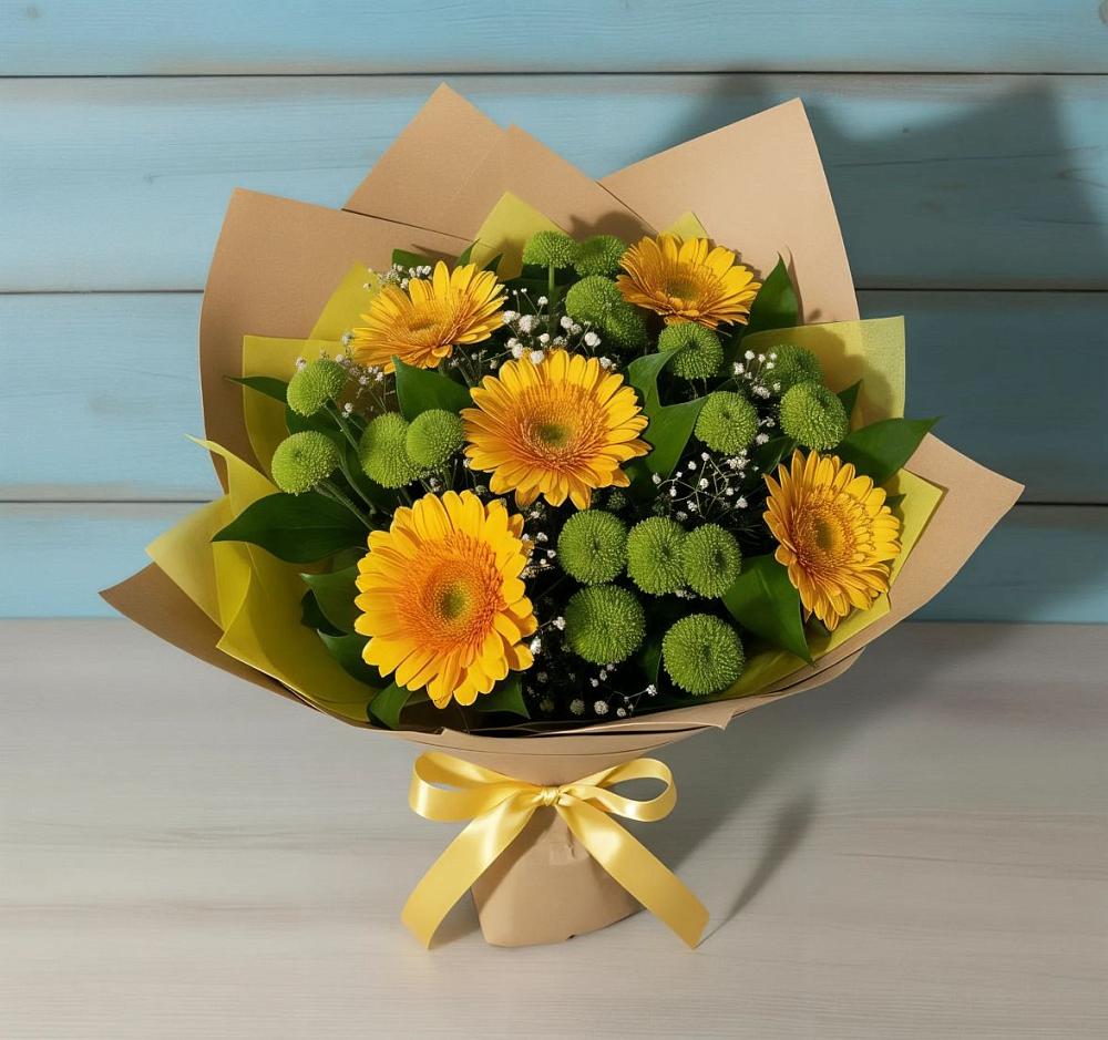 Букет цветов из: Герберы и Хризантемы в Теткино
