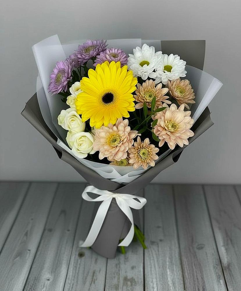 Букет цветов из: Розы, Герберы и Хризантемы в Теткино