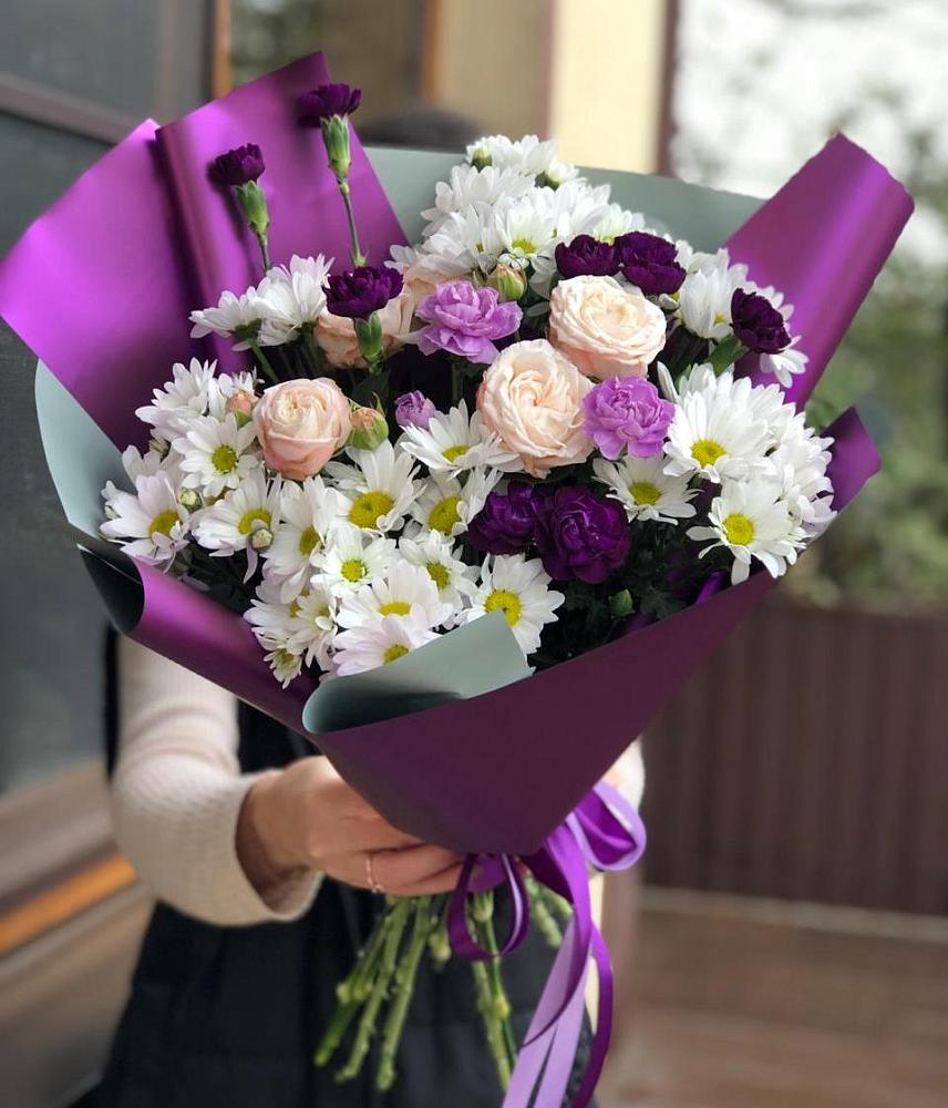 Букет цветов из: Хризантемы, Гвоздики и Розы в Теткино