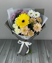 Букет цветов из:  Розы, Герберы и Хризантемы #REPLACE_PRED# Теткино