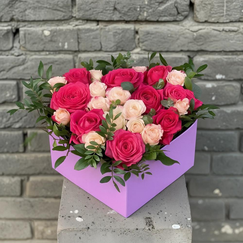 Цветочная композиция из Розы в коробке в Теткино
