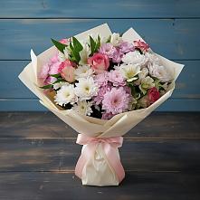 Букет цветов из:  Хризантемы, Альстромерии и Розы в Теткино