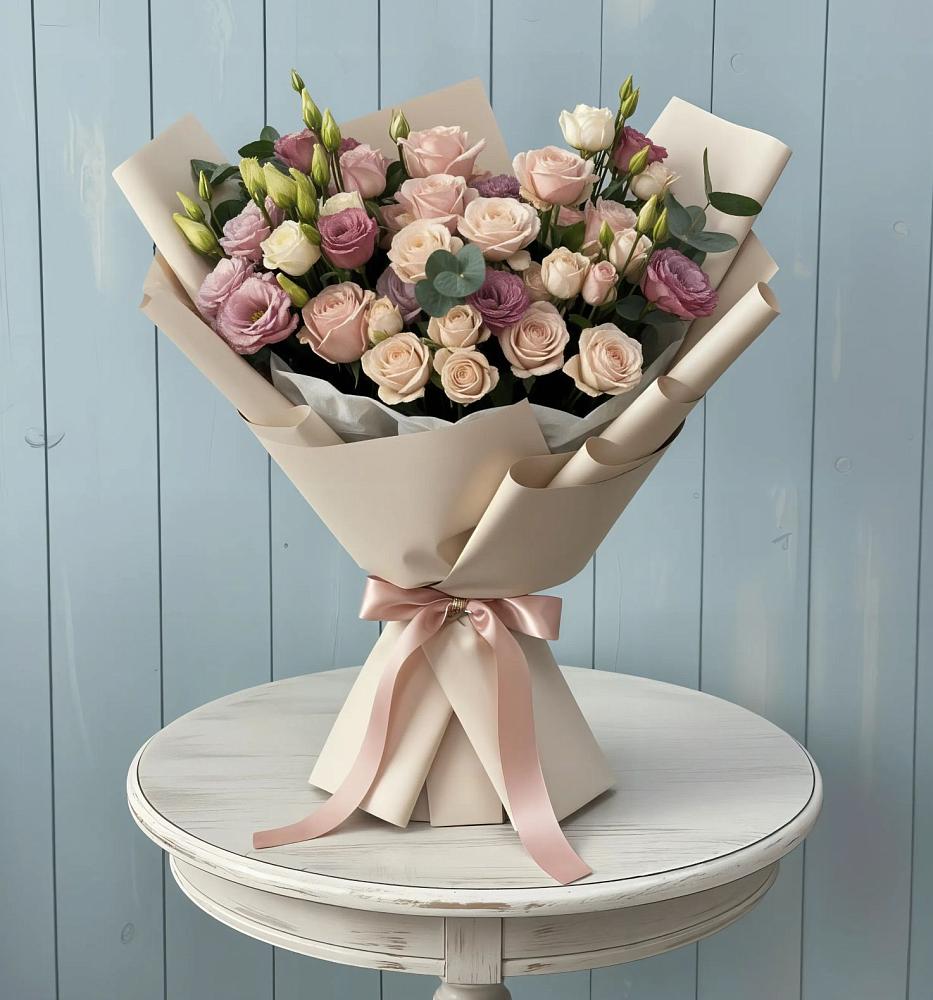 Букет цветов из: Розы и Лизиантусы в Теткино