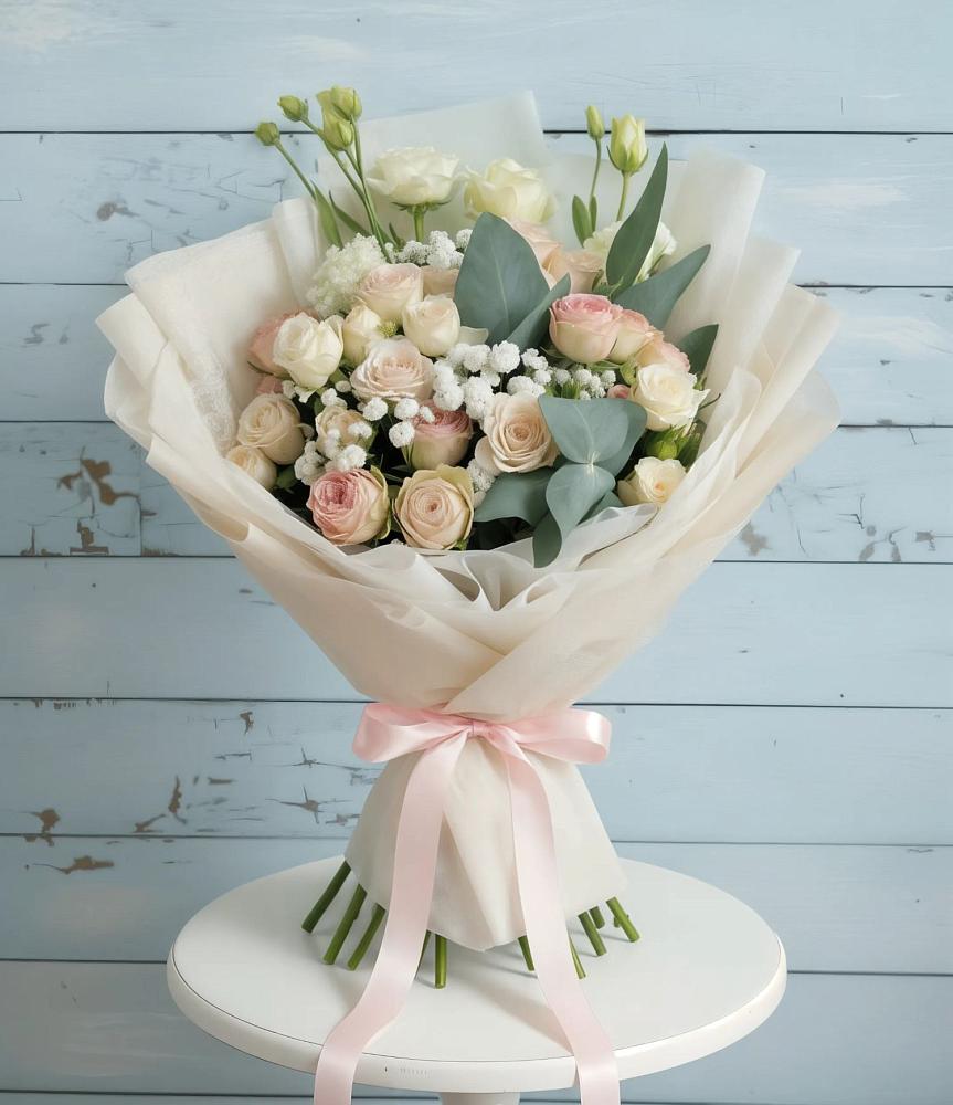 Букет цветов из: Розы и Лизиантусы в Теткино