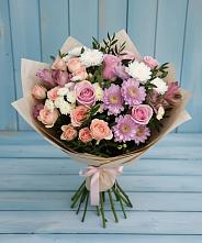 Букет цветов из:  Хризантемы, Розы и Альстромерии в Теткино