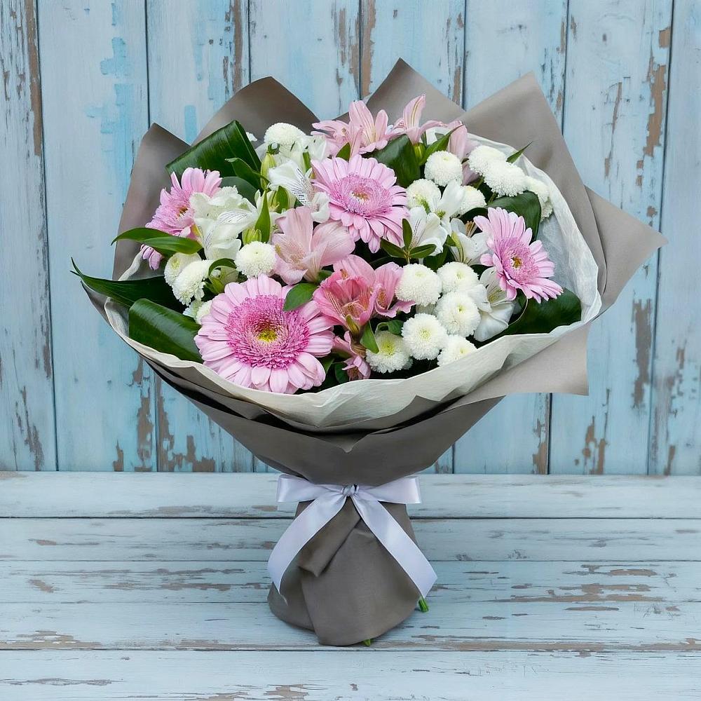 Букет цветов из: Герберы, Альстромерии и Хризантемы в Теткино