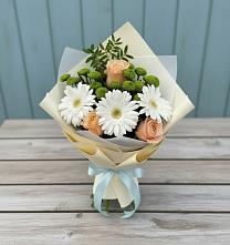 Букет цветов из:  Герберы, Розы и Хризантемы #REPLACE_PRED# Теткино