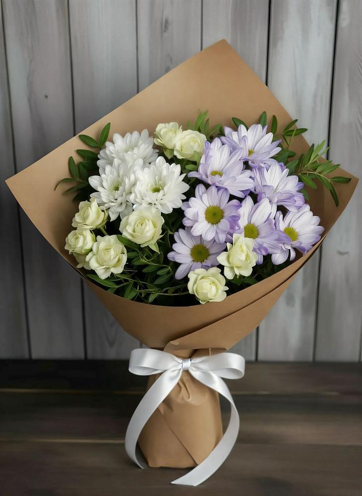 Букет цветов из: Хризантемы и Розы в Теткино