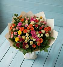 Букет Микс из разноцветных кустовых роз в Теткино
