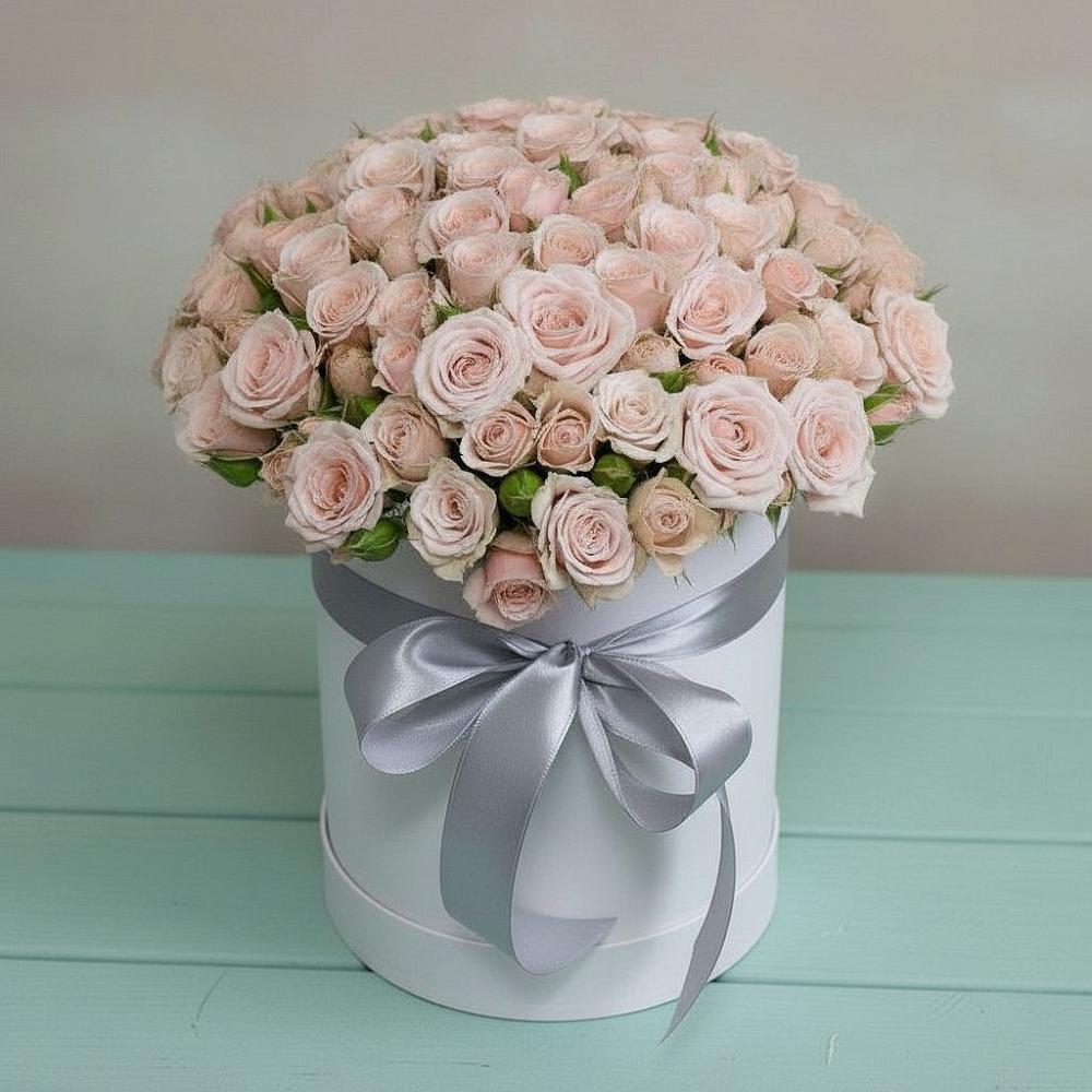 Цветочная композиция из Розы в шляпной коробке в Теткино